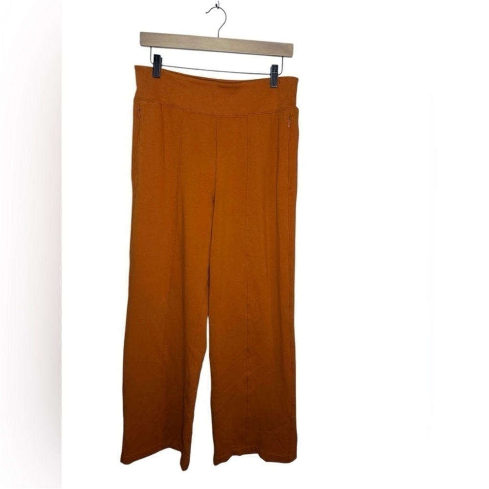 Athleta Retroplush Straight Leg Pant Size large Orange Zip pockets - Picture 3 of 6
